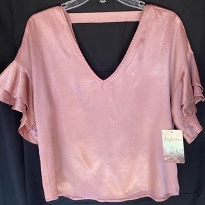 Dusty Rose Ruffle Sleeve Top